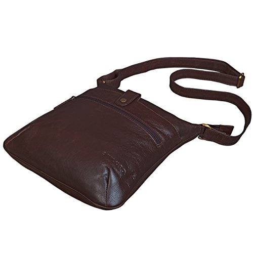 STILORD 'Lina' Bolso Bandolera Mujer Piel Bolso Mensajero pequeño Bolsa para Tablet 10.1 Pulgadas Bolsa Mano Bolso Hombro de auténtico Cuero, Color:Chocolate - marrón