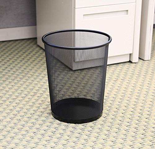 St@llion - Papelera circular de malla de metal negro, para oficina u hogar