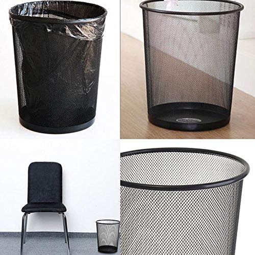 St@llion - Papelera circular de malla de metal negro, para oficina u hogar