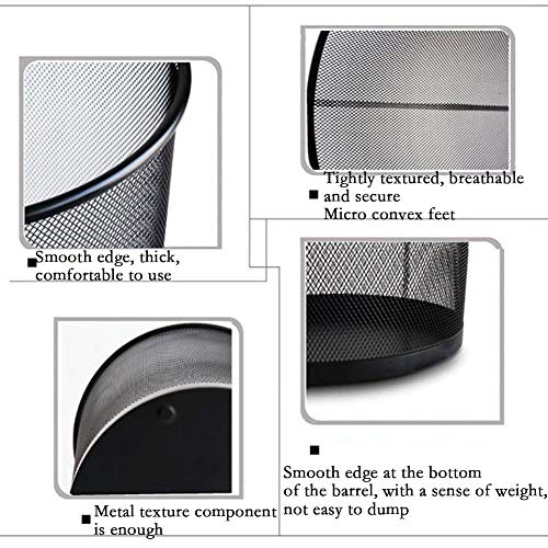 St@llion - Papelera circular de malla de metal negro, para oficina u hogar