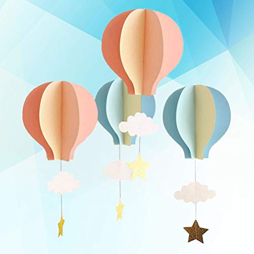 STOBOK La Ventana Que cuelga los Ornamentos de la Nube del Globo del Aire Caliente del Papel 3D adorna Las Decoraciones del Partido 4pcs