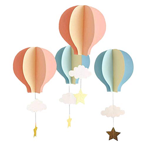 STOBOK La Ventana Que cuelga los Ornamentos de la Nube del Globo del Aire Caliente del Papel 3D adorna Las Decoraciones del Partido 4pcs