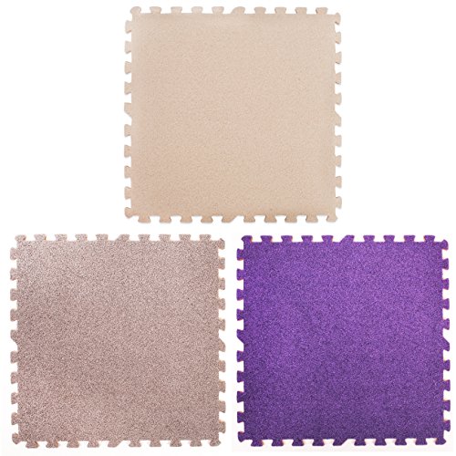 Suelo tatami tipo puzle de espuma, perfecto para protección del suelo, garaje, zonas de ejercicio, salas de yoga, salas de juegos, color morado. Espuma de etileno vinil acetato (9 piezas)