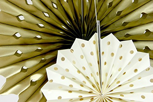 Sunbeauty Serie de Oro Abanicos de Papel & Bandera triángulo & Bolas alveolar decoración para Boda cumpleaños Fiesta celebración Santa Semana San Valentín Ceremonia (Oro)