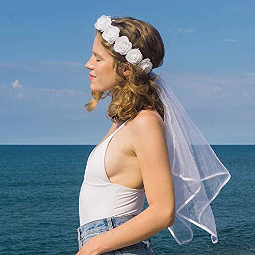 Sungpunet Flor de la Boda la Novia del Equipo Accesorios Velo de Novia Tiara gallina de Novia Blanco Velo de Novia Blanco Velo de la Novia IR para Utensilios de Cocina de decoración del hogar