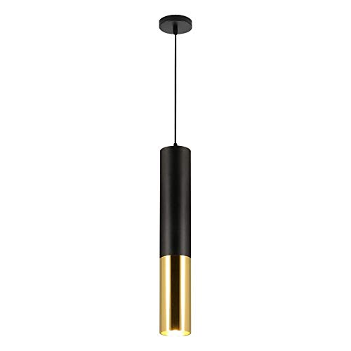 Sunny Lingt Las luces del techo cocina de la isla luz pendiente de cilindro, Negro clásico y oro Combine lámpara colgante del tubo largo, 7W industrial colgando accesorio de la lámpara, for Comedor Ba
