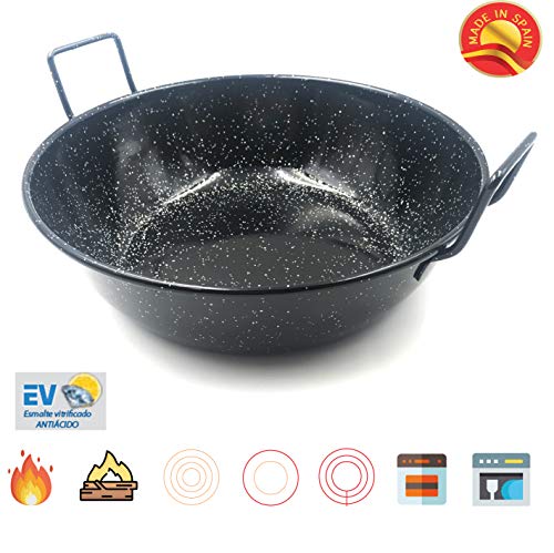 Sunny Spain Sartén Hondo Profesional de Acero Esmaltado | Sartén de Cocina Multiusos con Dos Asas (32cm)
