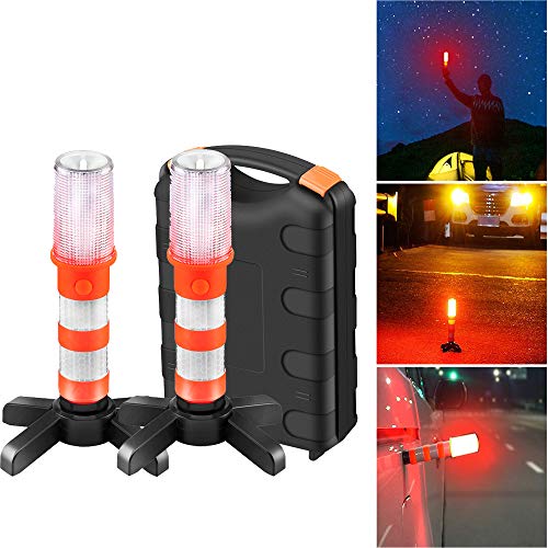 Sunsbell Luz Emergencia Coche, 2 UNIDS Luz de Advertencia de Seguridad Luces Estroboscopicas Kit de Luz Baliza de Advertencia para Advertencias de Tráfico Obstáculos