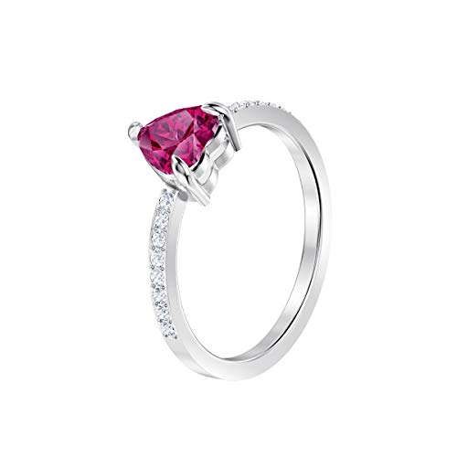 Swarovski Anillo One Heart, para Mujer, Rojo, Baño de Rodio