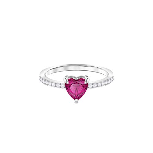 Swarovski Anillo One Heart, para Mujer, Rojo, Baño de Rodio