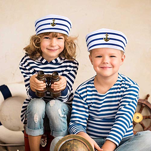 Syhood Sombreros de Azul con Blanca Gorro Marino Marinero para Accesorio de Vestuario, Fiesta de Disfraces (6 Paquetes)