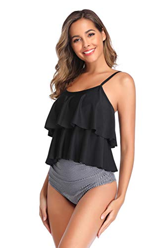 Tankini estampado tribal para mujer con boyshorts Racerback traje de baño de dos piezas