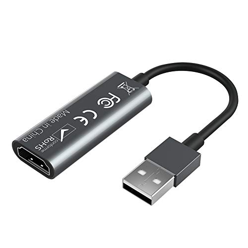 Tarjeta de captura de vídeo, HDMI a USB Juego Captura Tarjetas 1080p USB2.0 HDMI Adaptador Audio Video Grabación Tarjetas Soporta Teléfono Móvil/Tablet/Cámara