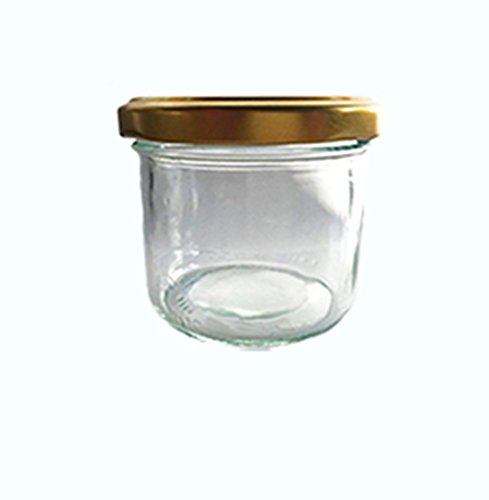 Tarro Juego de tarros vasos | cantidad 25 pieza | cantidad de relleno 125 ml, con Tapa de rosca Tapa Color Oro 25 etiquetas NZ | Allrounder para mermelada (presupuesto etiquetas etiquetar vasos