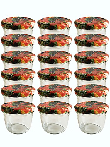 Tarro Juego de tarros vasos | cantidad 25 pieza | cantidad de relleno 230 ml, con Tapa de rosca color de la tapa Frutas 25 etiquetas NZ para escribir, para tarros para conservas (