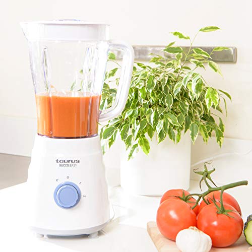 Taurus Succo Easy Batidora de Vaso, 500 W, de Plástico, 2 Velocidades, Blanco y Azul
