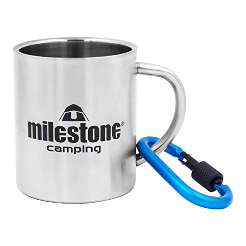 Taza de Acero Inoxidable Milestone Camping - Plata, 0,3 litros