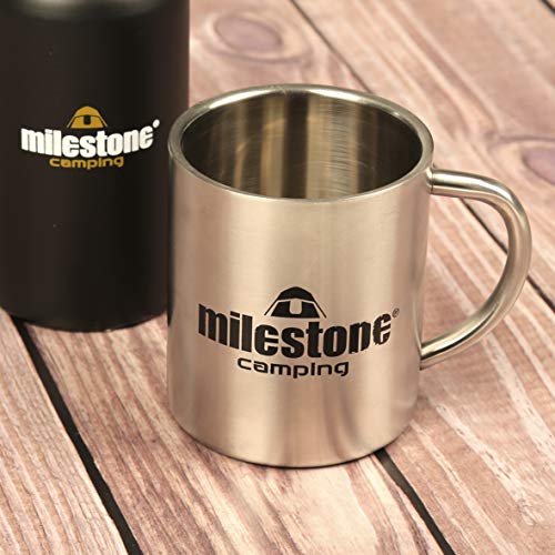 Taza de Acero Inoxidable Milestone Camping - Plata, 0,3 litros