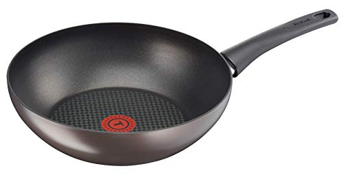 Tefal C69419 Chef's Delight - Wok (28 cm, aluminio), color marrón oscuro