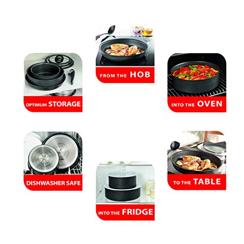Tefal Ingenio - Set de cacerolas de inducción, color negro