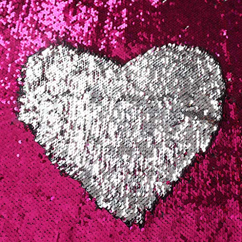 Tela de lentejuelas Tela de lentejuelas de sirena Tela de lentejuelas reversible Plata fucsia Lentejuelas de 1 yarda para coser telas Tela de plata rosa fuerte para confección Tela de purpurina