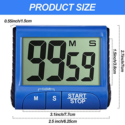 Temporizador de cocina digital de 4 piezas, con pantalla grande, temporizador de cocina, contador electrónico magnético con alarma fuerte para cocinar y hornear, negro, blanco, rojo, azul