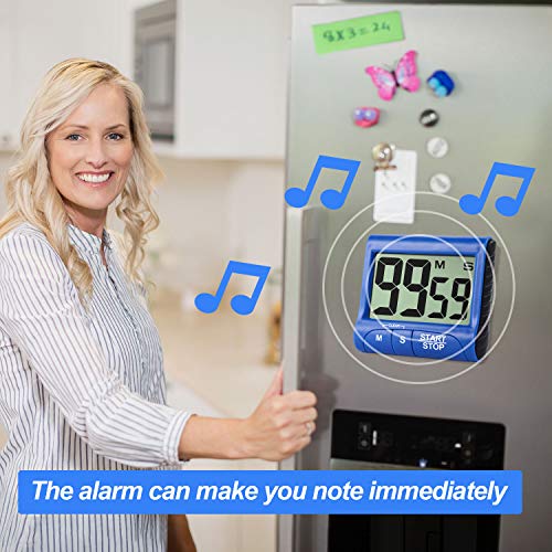 Temporizador de cocina digital de 4 piezas, con pantalla grande, temporizador de cocina, contador electrónico magnético con alarma fuerte para cocinar y hornear, negro, blanco, rojo, azul