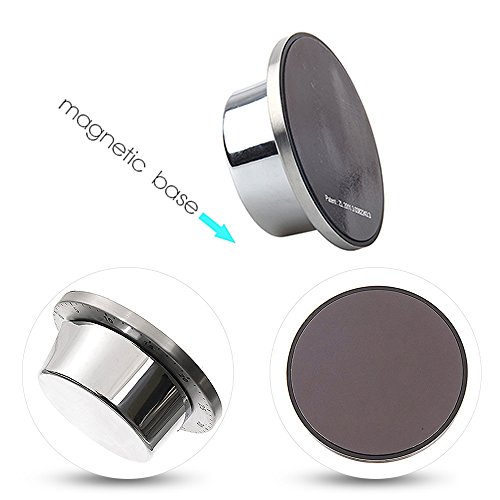 Temporizador de cocina, temporizador de cocina con soporte magnético de alarma, cuerpo de acero inoxidable, temporizador mecánico de cuenta atrás recordatorio de cocina, color plateado