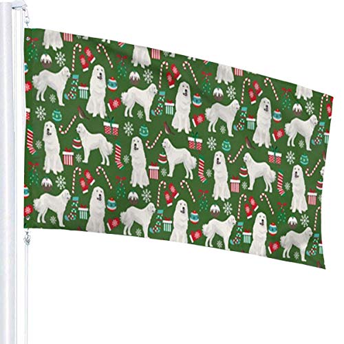 Tengyuntong Great Pyrenees Lovely Christmas Holiday Banderas Decorativas para jardín, Bandera Artificial al Aire Libre para el hogar, decoración de jardín, 3 x 5 pies