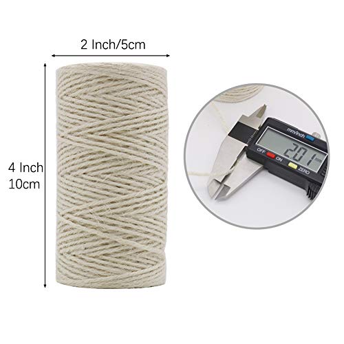 Tenn Well - Rollo de Cinta de Yute Natural de 2 mm para Embalaje, jardinería, floristería, Envoltorio de Regalo, decoración, Manualidades (Color Crema)