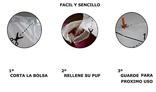 Textilhome - Relleno para Puff de Bolas (Perlas) 60 litros - Poliestireno de Alta recuperación y Gran Volumen.