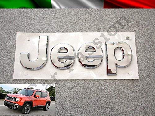 Texto Escudo Logo Jeep Renegade Cherokee Grand Cherokee Compass delantera original cromado brillante Front Badge Emblem