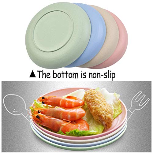 THETHO 4 pcs Plato de Paja de Trigo Irrompiblesligero y Ligeros Vajilla de Redonda de 20 cm Cuencos Aperitivos Degradables para Ensalada Espaguetis Pastel Postres