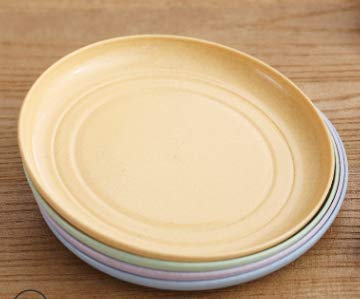 THETHO 4 pcs Plato de Paja de Trigo Irrompiblesligero y Ligeros Vajilla de Redonda de 20 cm Cuencos Aperitivos Degradables para Ensalada Espaguetis Pastel Postres