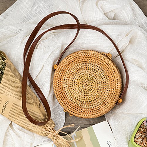 Tick Tocking Moda bolso de paja redondo bolsos mujeres verano bolsa de ratán tejidas a mano bolso de playa para las mujeres bolsa