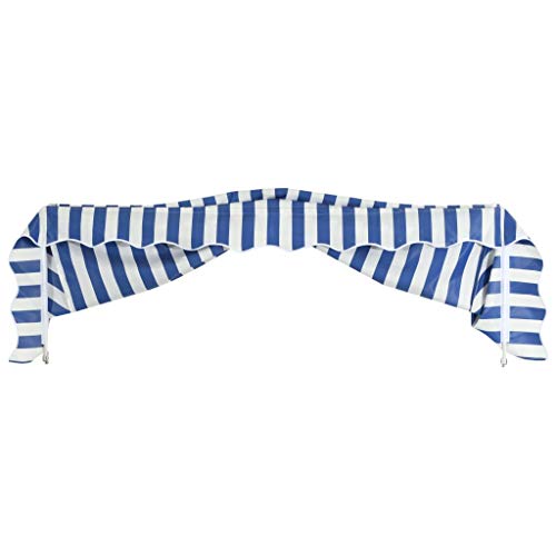 Tidyard Toldo para Bar Toldo Terraza Toldos Impermeables Exterior de Tela con Revestimiento de Pa Azul y Blanco 200X120 Cm