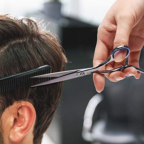 Tijeras de corte de pelo Tijeras Peluquería profesional 6.5 pulgadas Peluquería Salón de tijera regular Borde de afeitar Cizalla de corte Acero inoxidable japonés con inserciones de dedo desmontables