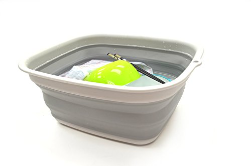 Tina plegable SAMMART 7.7L (2.03 galones) - Tina plegable para platos - Lavabo portátil - Tina de plástico de ahorro de espacio (Gris)