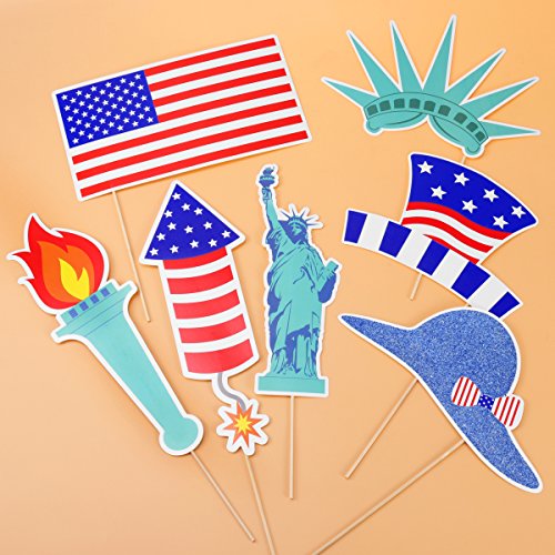 Tinksky 4 de Julio Photo Booth Props patriótico 4 de Julio Fiesta temática Favor American Independence Day Party Decoraciones, Paquete de 28