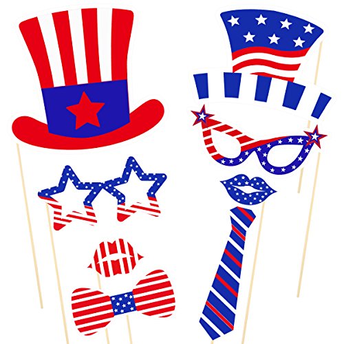 Tinksky 4 de Julio Photo Booth Props patriótico 4 de Julio Fiesta temática Favor American Independence Day Party Decoraciones, Paquete de 28