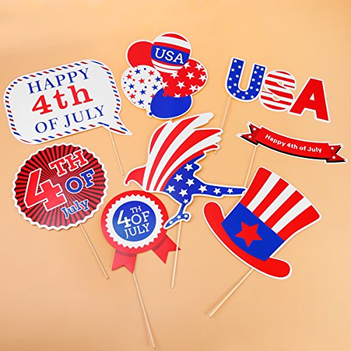 Tinksky 4 de Julio Photo Booth Props patriótico 4 de Julio Fiesta temática Favor American Independence Day Party Decoraciones, Paquete de 28