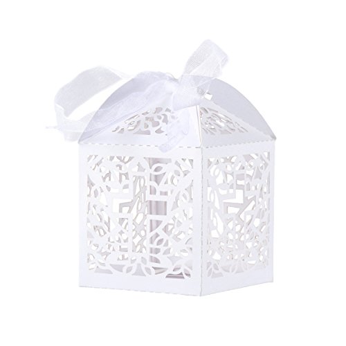 Tinksky Caja Caramelos Boda delicado caramelo cajas regalo cajas con cintas Caja de caramelo - 50 piezas