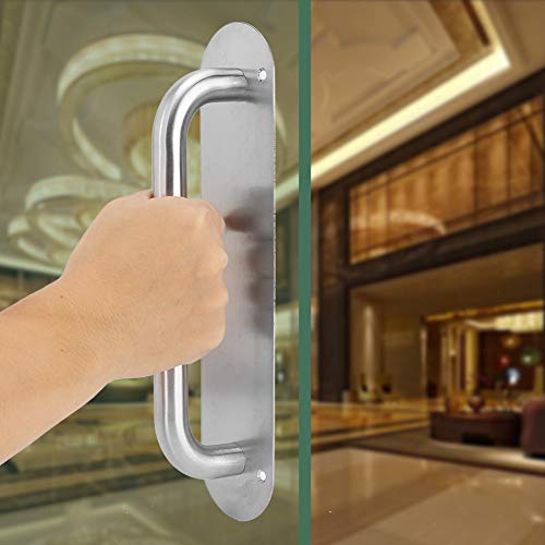 Tirador de puerta de acero inoxidable Pull and Push Plate Pomo para puerta de cocina, restaurante, bar, negocios, Place con tornillos Oval L