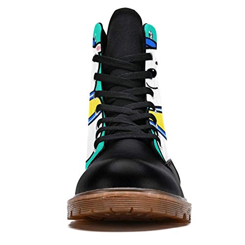 TIZORAX Botas de invierno para mujer Futbolista Cachorros Impresiones de alta parte superior con cordones clásicos de la escuela de lona, color Multicolor, talla 41.5 EU