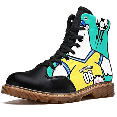 TIZORAX Botas de invierno para mujer Futbolista Cachorros Impresiones de alta parte superior con cordones clásicos de la escuela de lona, color Multicolor, talla 41.5 EU