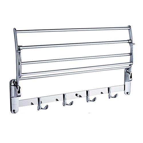 Toallero de Pared Candora en Acero Inoxidable Cepillado para el baño, Estante de Almacenamiento para el Cuarto de baño, tamaño: 50 cm x 25 cm x 10 cm