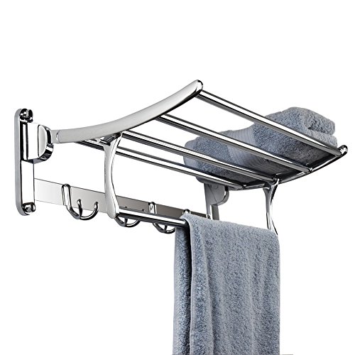 Toallero de Pared Candora en Acero Inoxidable Cepillado para el baño, Estante de Almacenamiento para el Cuarto de baño, tamaño: 50 cm x 25 cm x 10 cm