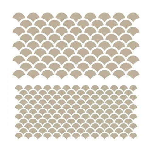 TODO-STENCIL Stencil Mini Deco Fondo 096 Escamas Medidas exteriores: 12x12 Medidas internas diseño 10,7 x 10,7cm