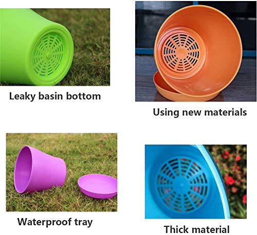 TOKERD 10 Piezas Macetas de Plástico con Plato Coloridas 14cm Macetas de Plantas de Interior y de Exterior para Oficina u Hogar