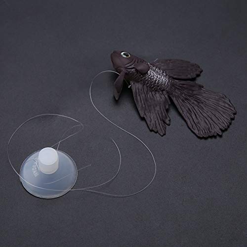 TOPINCN Silicona Peces Artificiales Alta simulación Realista Acuario Flotante pecera decoración de Adornos con línea Ventosa(pez Betta marrón)